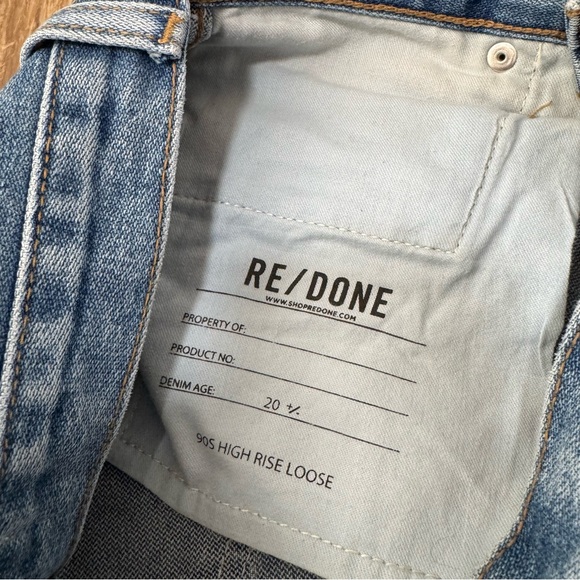 Re/Done Blue 90's High Rise Loose Straight Leg Jeans Size 25 - Picture 8 of 8